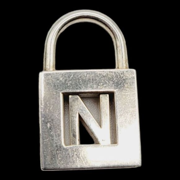 Tiffany & Co. Sterling Silver Initial Alphabet Letter "N" Lock Charm Pendant - Picture 2 of 8